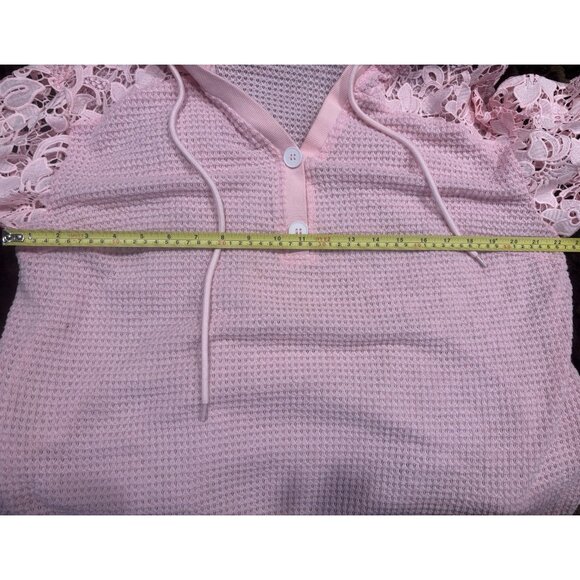 Light Pink Lace Hooded Sweater Plus Size XXL - Picture 5 of 6